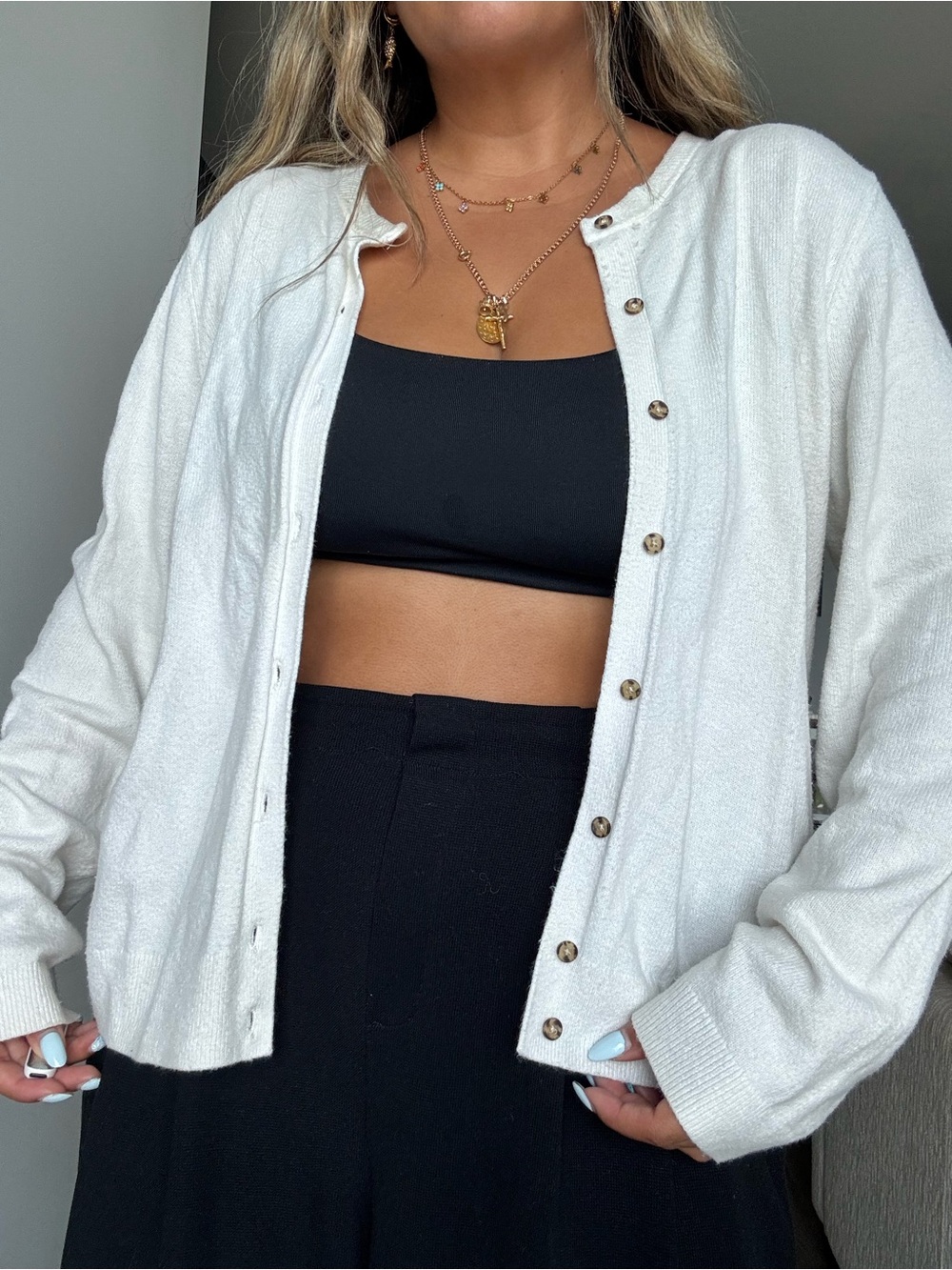 GAP White Teddy Button-Front Jacket